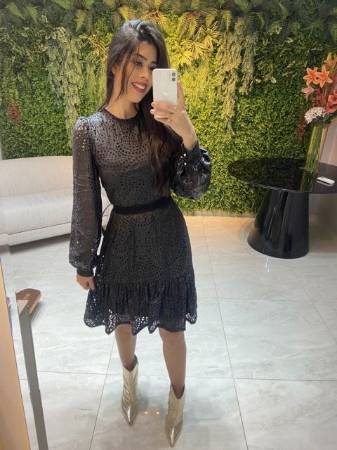 Vestido laser suede soltinho