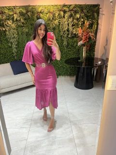 vestido Fuccia com fenda assimetrica - comprar online