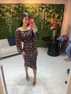 vestido tubinho cereja na internet