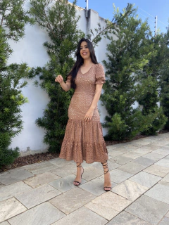 Vestido 3 marias suede caramelo - Erica Rafaelly