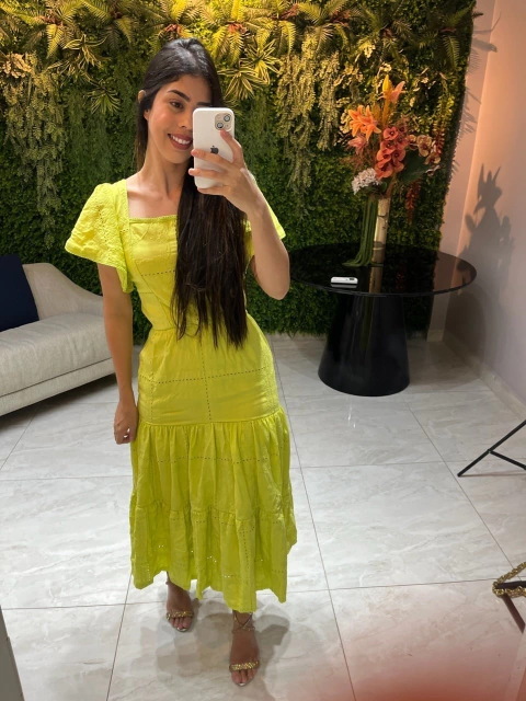 Vestido verde 3 Marias bordado