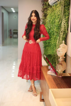 Vestido vermelho de renda - comprar online