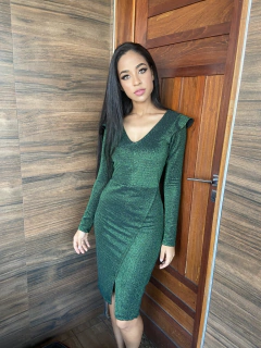 Vestido lurex verde - comprar online