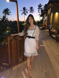 Vestido tule poá e cianinha - comprar online