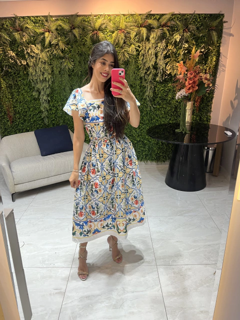 vestido estampa inspiração DeG