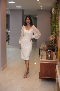 Vestido laço pérola off - comprar online