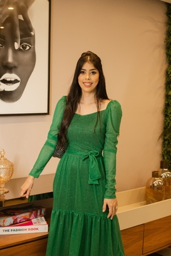 Vestido Glitter verde soltinho - Erica Rafaelly