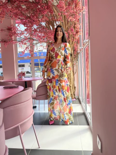 Vestido longo tule estampado - comprar online