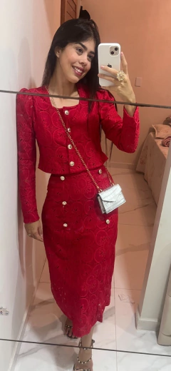 Conjunto vermelho renda na internet