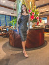 Vestido preto lurex tubinho