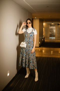 Vestido xadrez azul sobreposição - comprar online