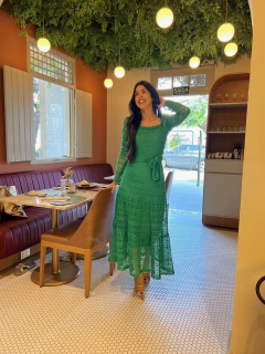 Vestido renda tricot verde - comprar online