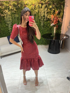 vestido couro fake vermelho - comprar online