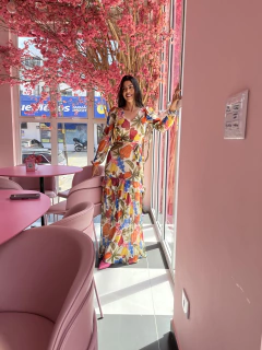 Vestido longo tule estampado - loja online