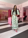 Vestido tricoline verde floral