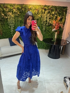 Vestido renda azul royal 3 marias - comprar online
