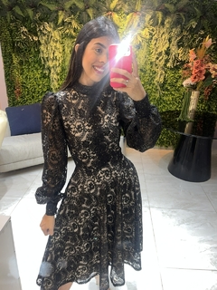Vestido gripir preto de lurex dourado - Erica Rafaelly