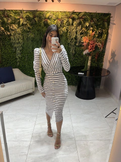 Vestido listrado com botões - comprar online
