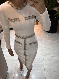 Vestido off com detalhes em tweed - Erica Rafaelly