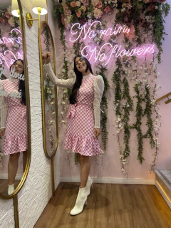 Vestido xadrez rosa - loja online