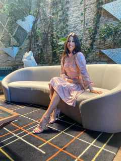 Rosa Midi estampado com tule de lurex na internet