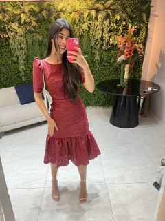 vestido couro fake vermelho