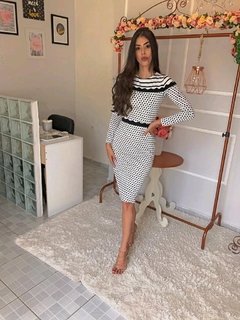 Vestido Mix Poá + Listras - Coleção Primavera/Verão