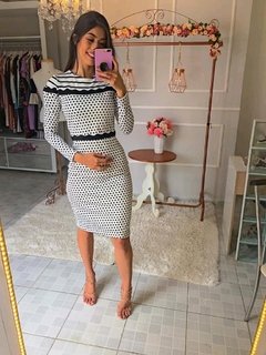 Vestido Mix Poá + Listras - Coleção Primavera/Verão na internet