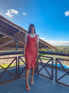 Vestido vermelho de couro - Sobreposição - comprar online