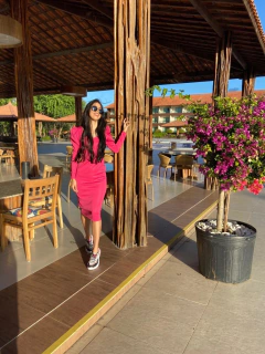 Pink tubinho com manga longa bufante - Erica Rafaelly