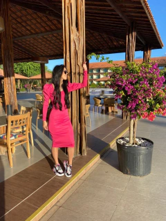 Pink tubinho com manga longa bufante - loja online