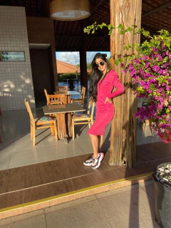 Pink tubinho com manga longa bufante na internet