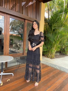 Renda preta de tela com lurex dourado na internet