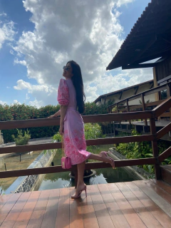 Chemise Rosa com Barrado Bordado - Erica Rafaelly