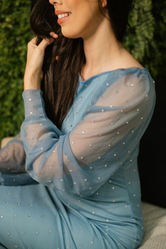 Azul Tubinho Todo em Pedrarias - comprar online