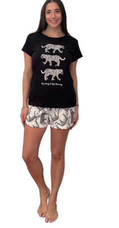 PIJAMA DE DAMA ALG. SHORT LEOPARDO TALLES 1 AL 6 - AMARTE ES POCO BY BERNE - ART. 722
