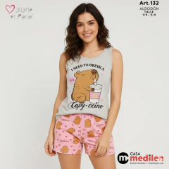 PIJAMA MUSCULOSA ALG. CAPYCCINO T.1/6 - BERNE - ART. 132 - comprar online