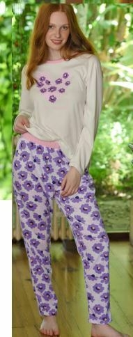 PIJAMA DE DAMA FLORAL HEART MANGA LARGA - MARIENE - ART. 2404