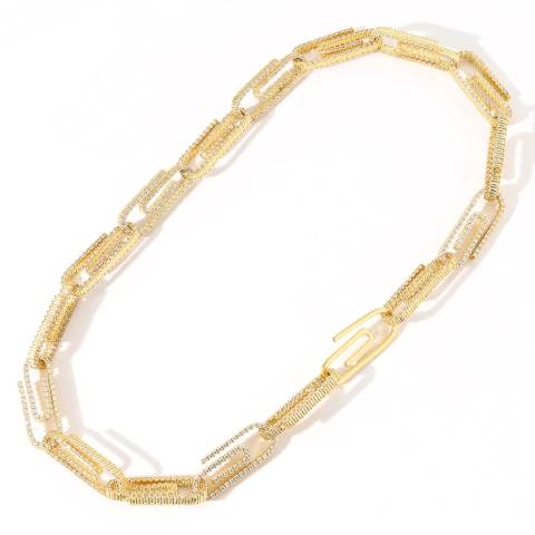 Cadena de clip con Strass ZIRCON -24 inch - Baño oro 14 kl - u$110 - MOD6