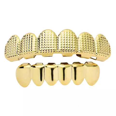 Parrilla Dientes Grillz Strass Textura Trap Dorado