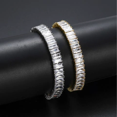 Cadena Cubana de Strass ZIRCON Rectangular - 24 inch - Baño oro 14 kl - u$120 - MOD5 on internet