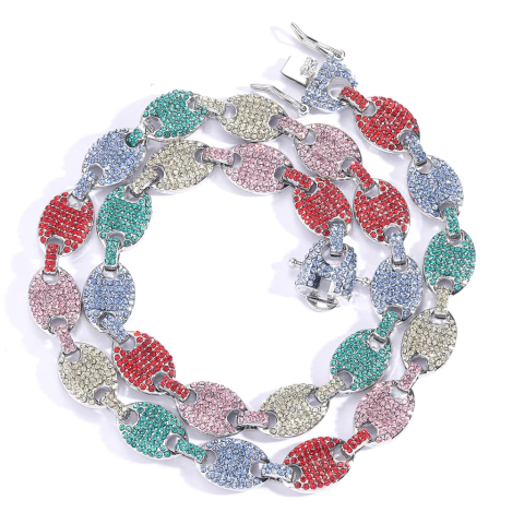 Cadena Cubana con Strass Pig Nose Style 4 - 18 inch