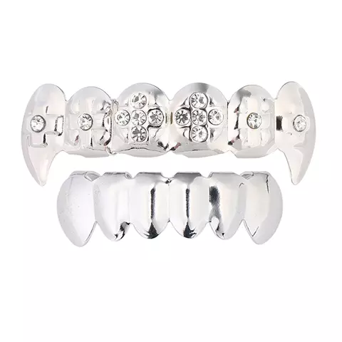 Parrilla Dientes Grillz Strass Colmillos Plata