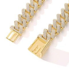 Cadena Cubana cuadrada ancha con Strass ZIRCON - 24 inch - Baño oro 14 kl - u$165 - MOD10 on internet