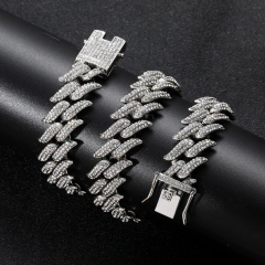 Cadena Cubana con Strass Thorns Style 9 - 18 inch