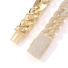 Cadena cubana ancha con conectores y Strass ZIRCON -24 inch - Baño oro 14 kl - u$150 - MOD8 - tienda online