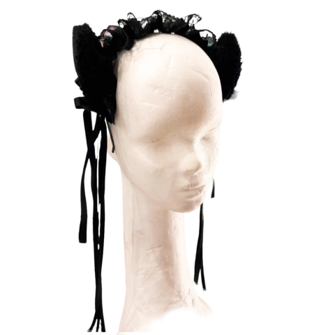 Vincha Orejas Lolita Orejas Cortas Triple Black