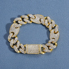 Imagen de Pulsera Cubana con Strass Pig Nose Style 2 - 8 inch