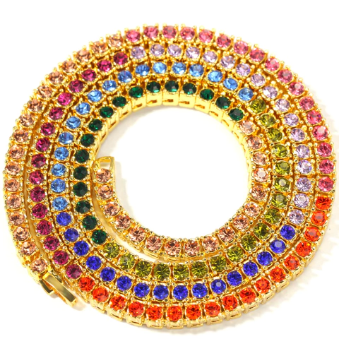 Cadena Tennis Piedra Strass Dorada Plateada Hip Hop Trap 50 - 20 inch