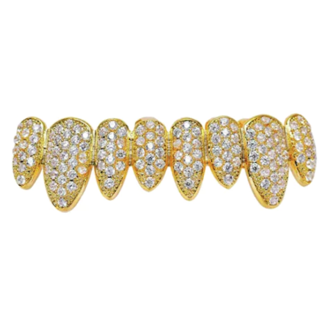 GRILLZ INFERIOR DORADO ZIRCON BAÑO DE ORO 14K